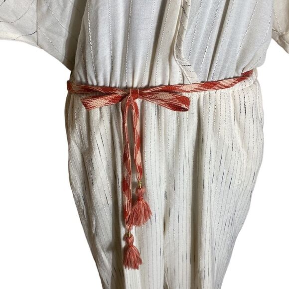 Anthropologie feather & bone ‘soleil’ jumpsuit pantsuit cream w striping small - Picture 7 of 11